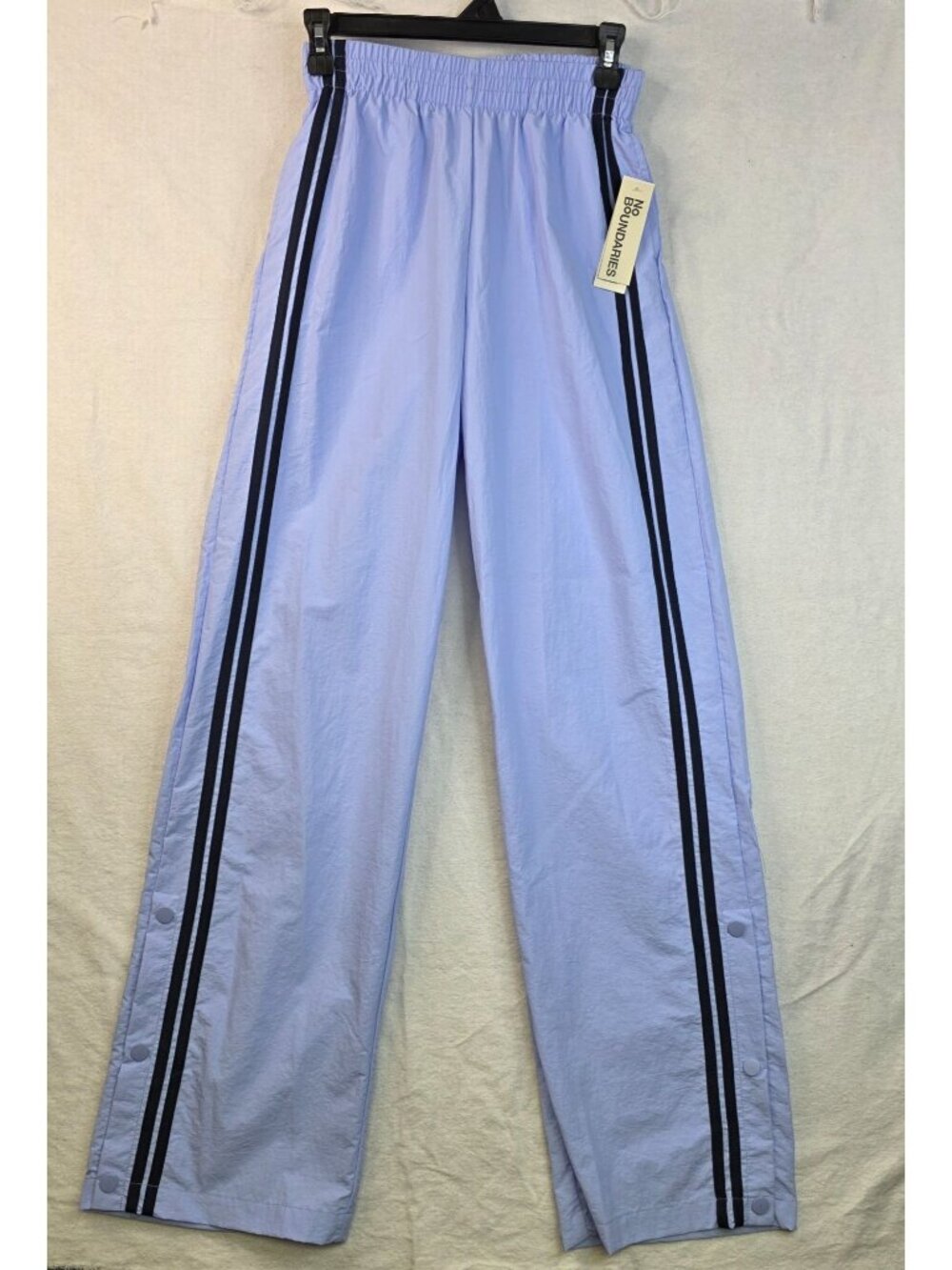 No Boundaries Striped Track Pants XXS Blue Snap Button Athleisure Sporty Gym